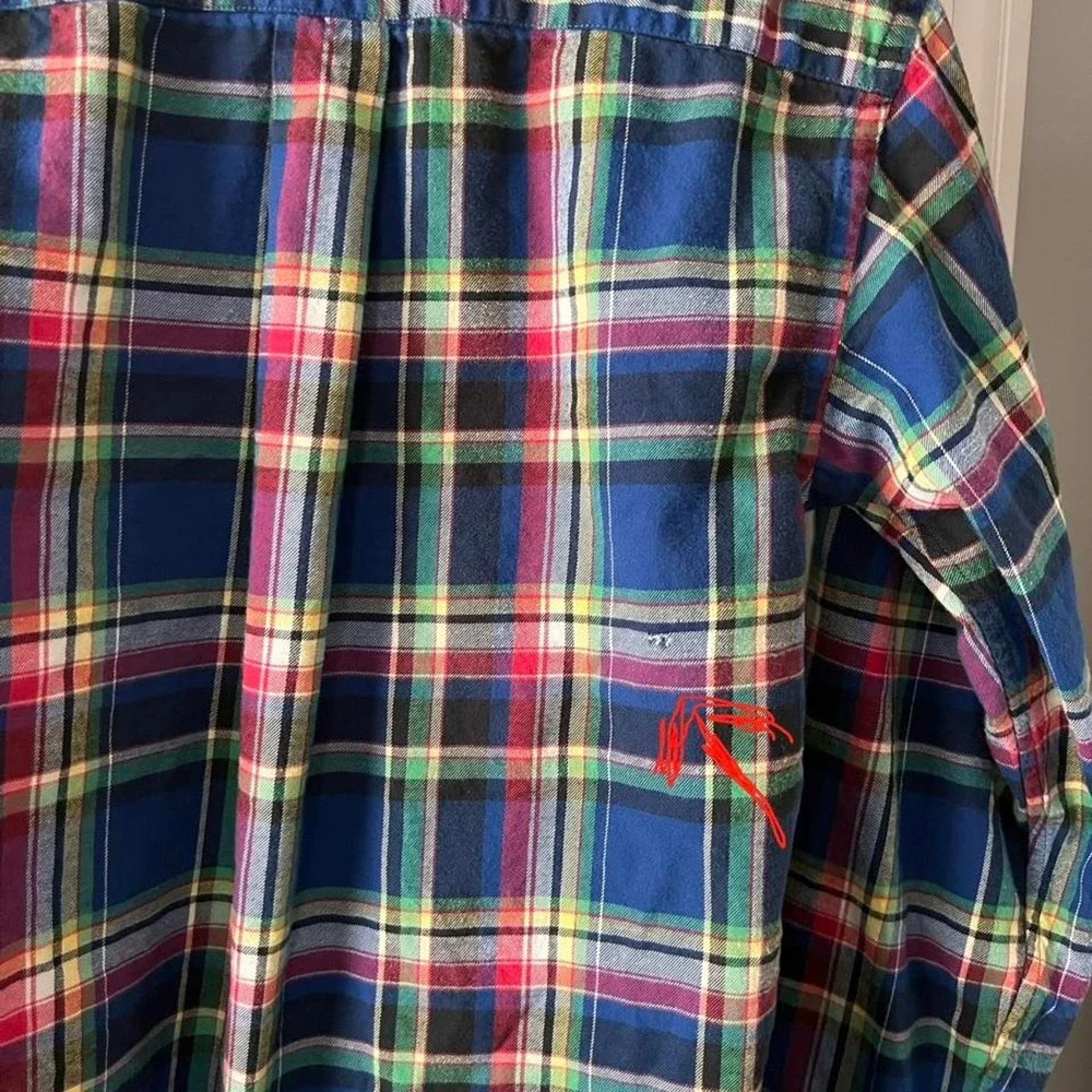 Ralph Lauren Plaid Cotton Button Up Short Boys Size Large 14/16 Preppy Academia